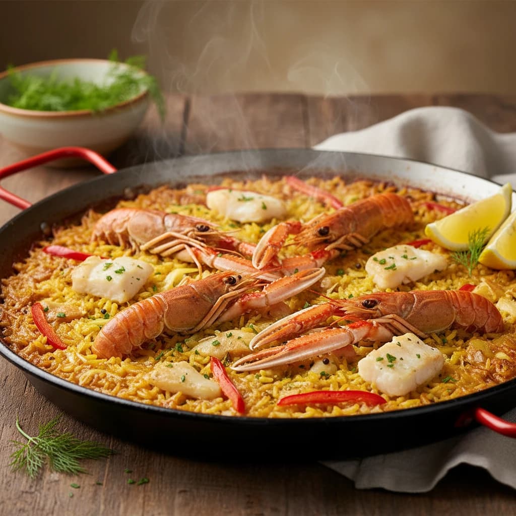 Arroz con bacalao y cigalas