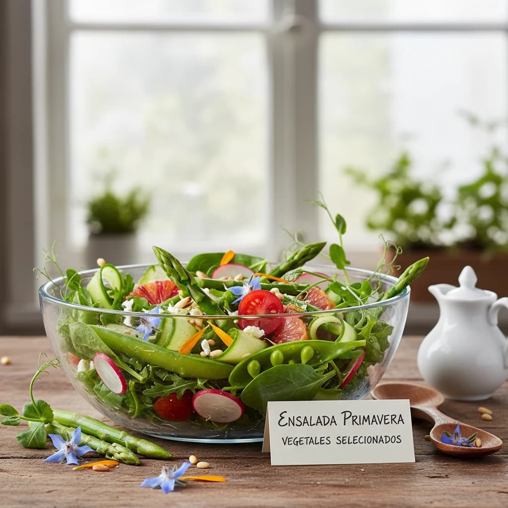 Ensalada primavera vegetales seleccionados